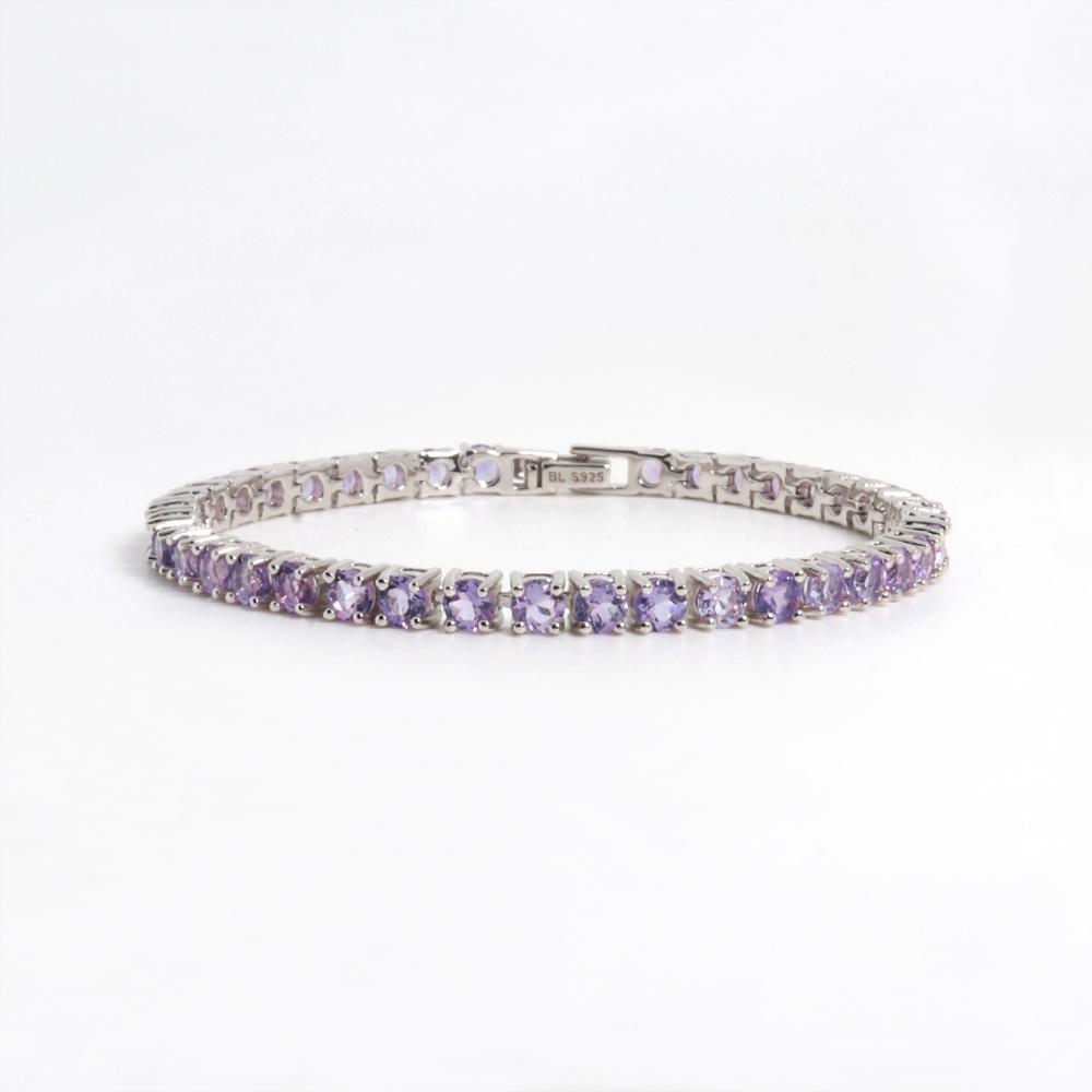Браслет из натурального бразильского аметиста из стерлингового серебра 925 пробы, элегантное легкое, роскошное, изящное ювелирное украшение для женщин, наряд для банкета на годовщину