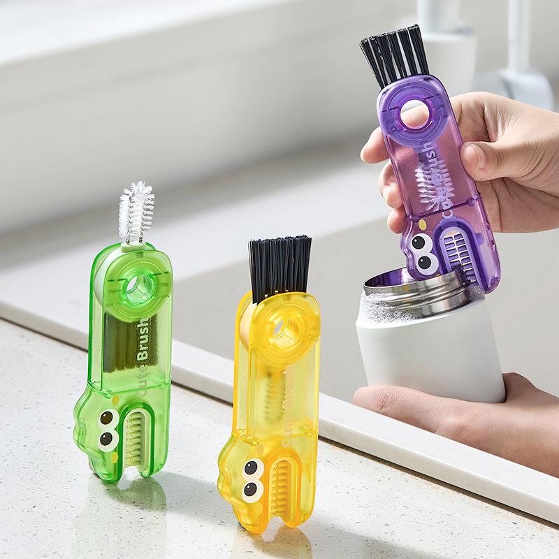 Three-in-one Cleaning Brush Shark Style Kitchen Portable Purple Green Yellow 1pcs