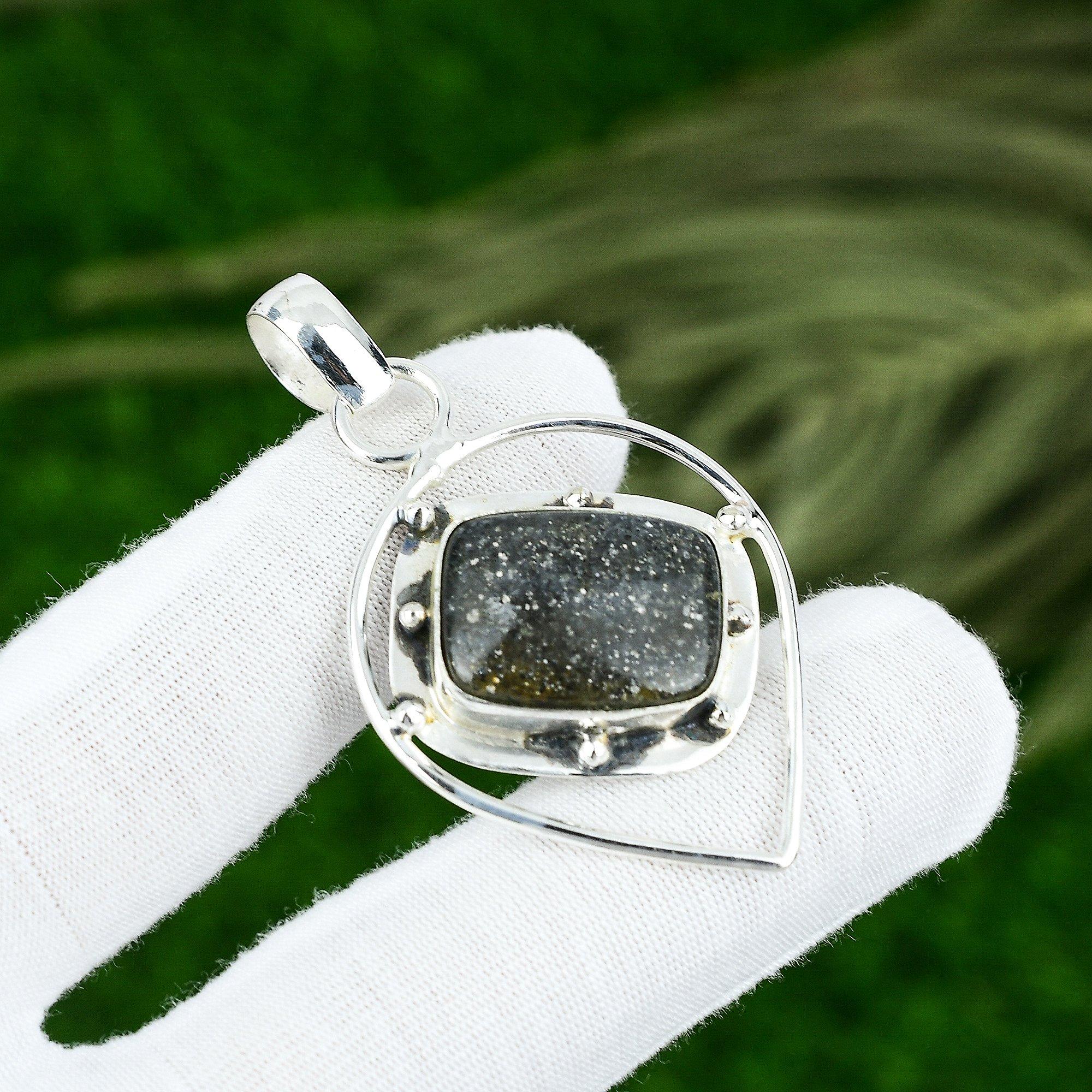 Элегантная подвеска из стерлингового серебра с драгоценным камнем черный солнечный камень для сакральной чакры