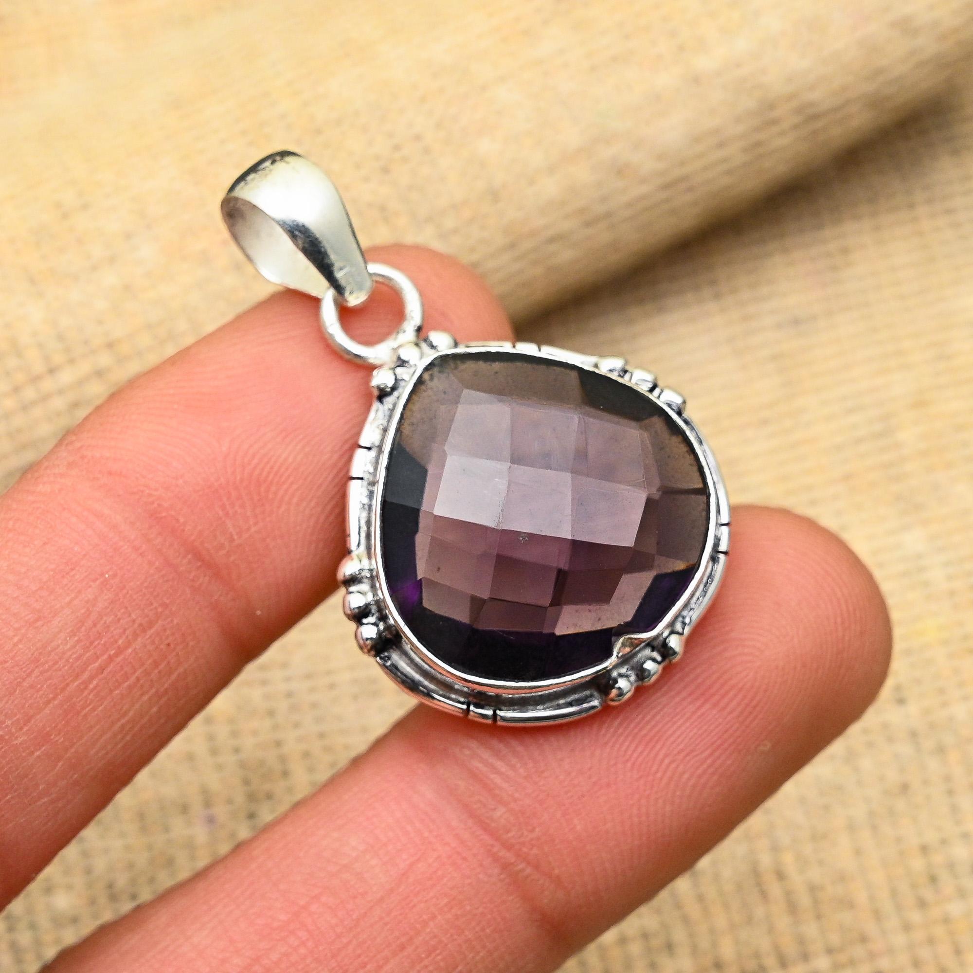Ювелирный кулон из стерлингового серебра 925 пробы с аметистом ручной работы для свадебного подарка