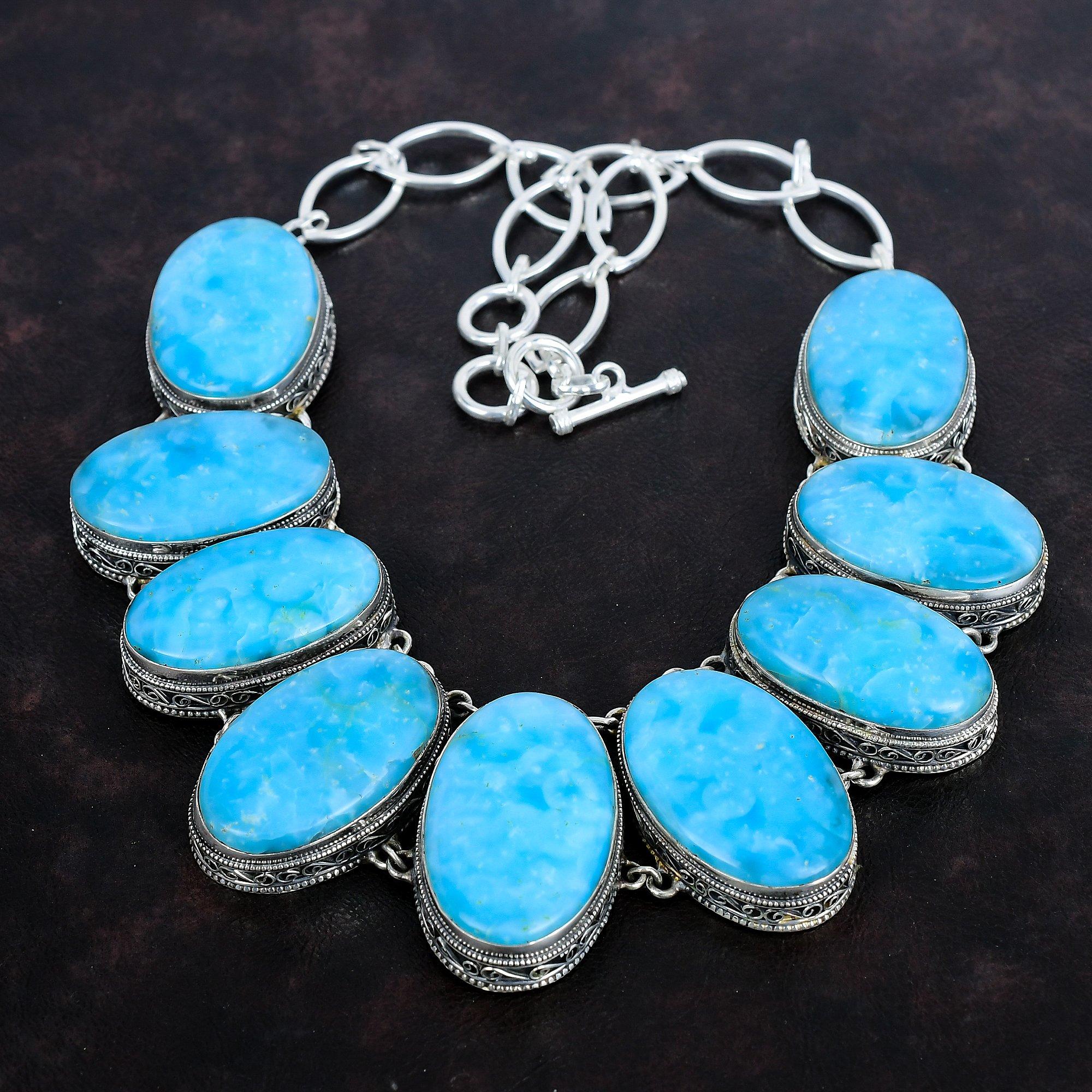 Hemimorphite Necklace Gemstone Jewelry Vintage Necklace 925 Sterling Silver Necklace Adjustable Chain Necklace Handmade Jewelry Wedding Gift