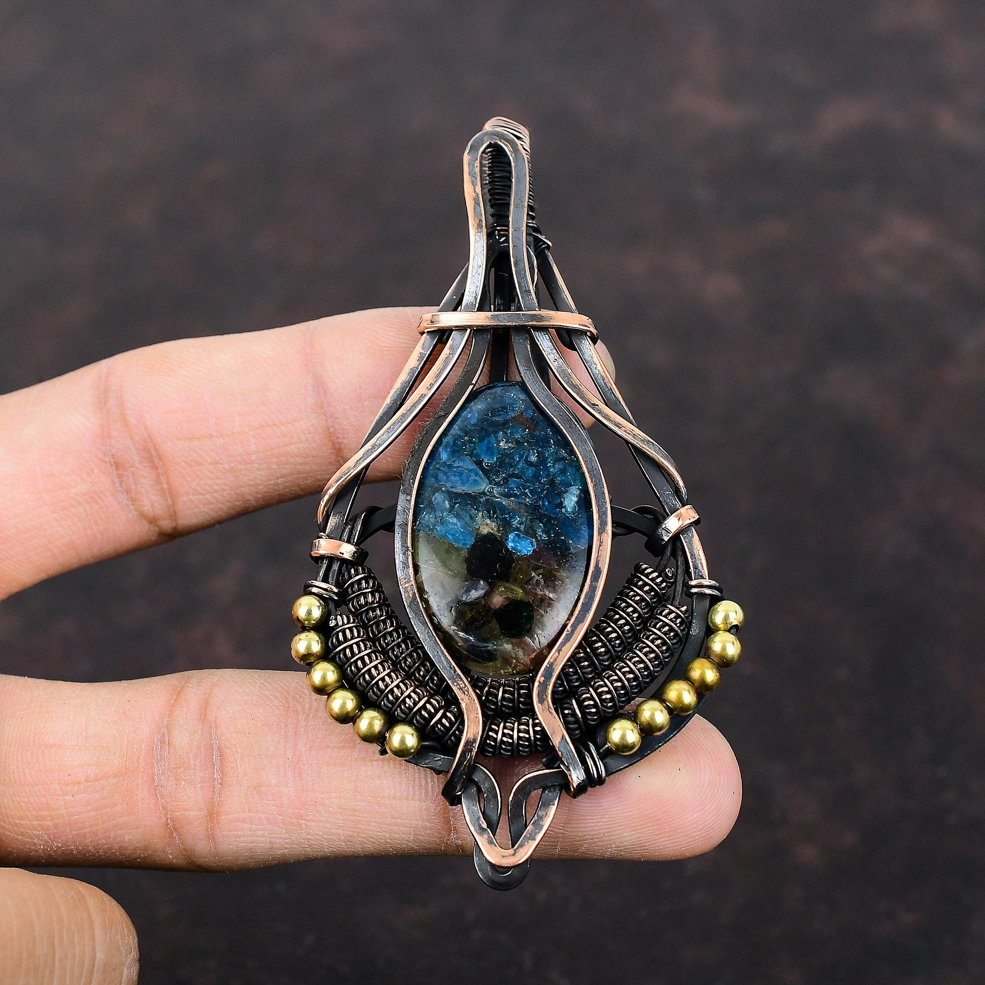 Watermelon Tourmaline Pendant Copper Wire Wrapped Pendant Gemstone Jewelry For Gift Copper Wire Wrap Jewelry Handmade Latest Design Pendant