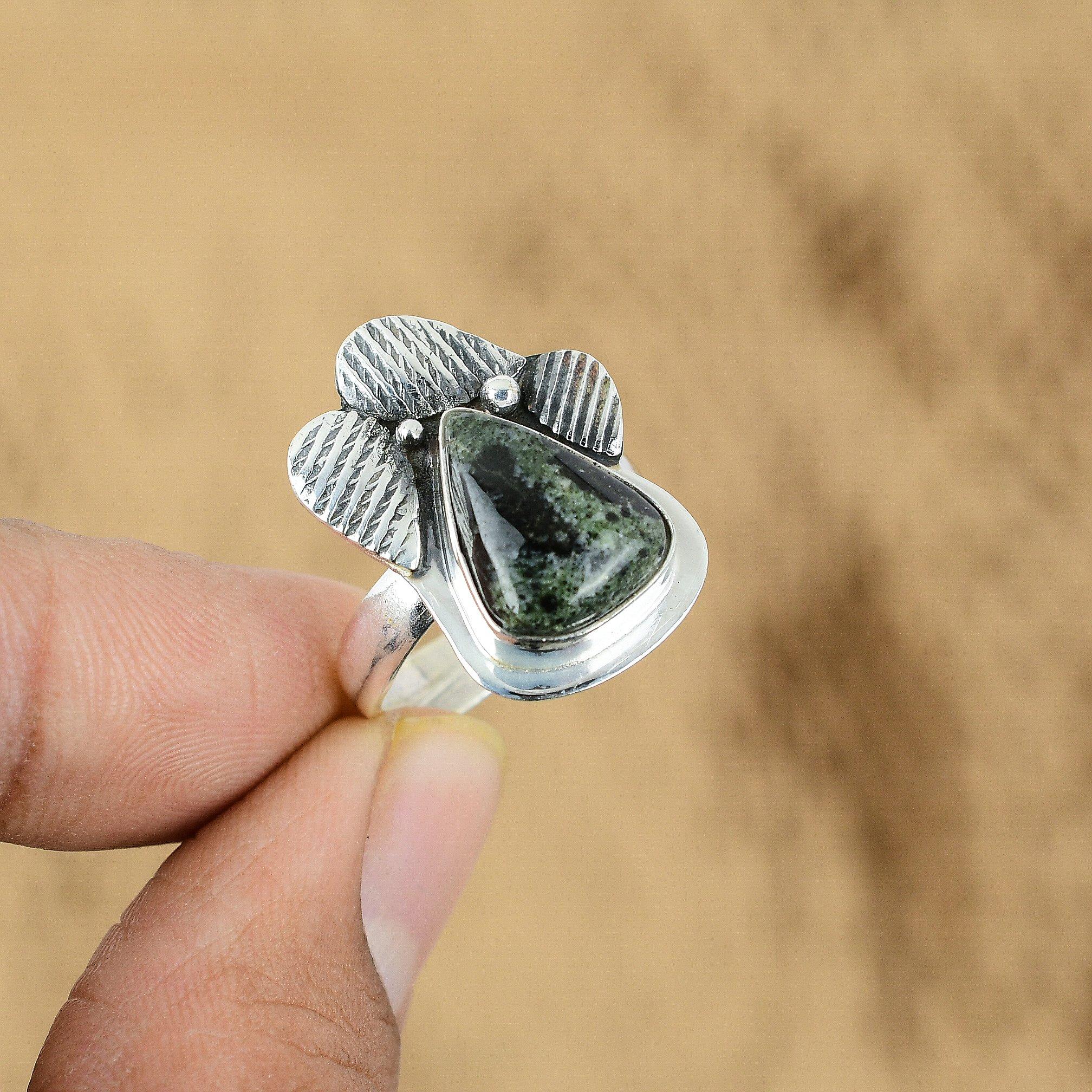 Распродажа ко Дню матери Кольцо-заявление из натуральной звездной галактической яшмы и серебра 925 пробы