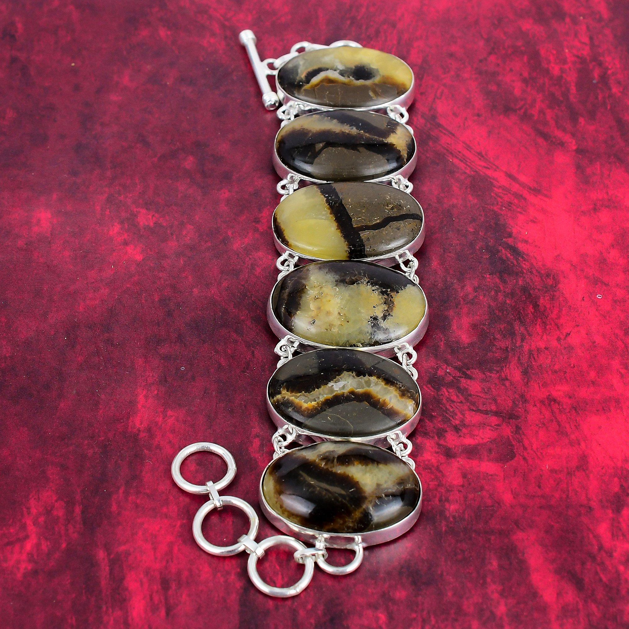 Браслет Septarian, браслет из стерлингового серебра 925 пробы, ювелирные изделия новейшего дизайна, регулируемый браслет-цепочка, подарок для девушки, драгоценный камень, ювелирные изделия ручной работы