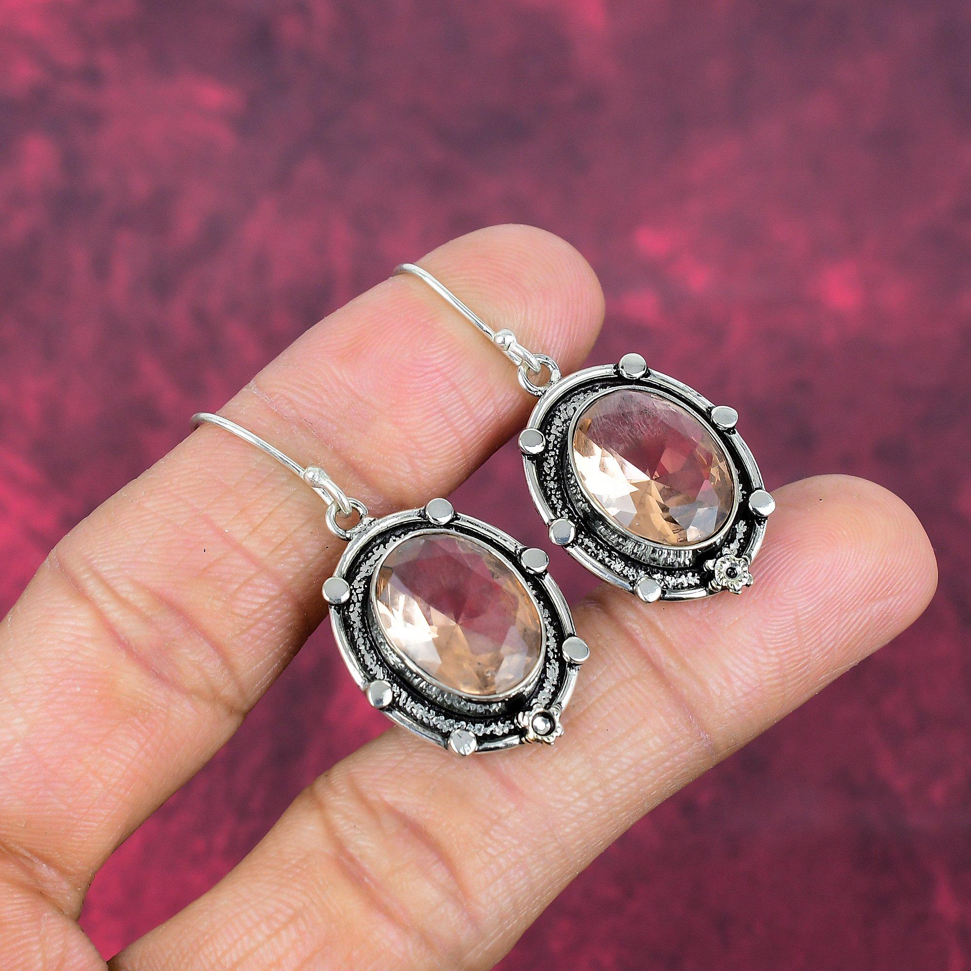 Серьги с морганитом, драгоценные камни ручной работы, 925 пробы, серьги из стерлингового серебра, антикварные украшения, для подарка на помолвку