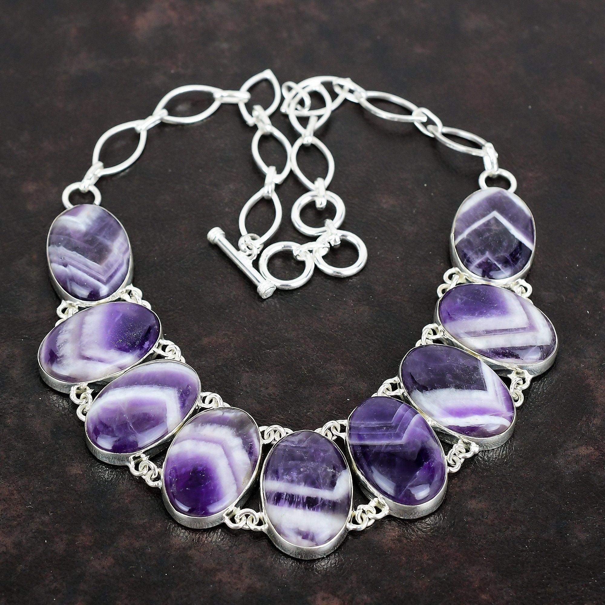 Ожерелье с аметистом и шевроном, ожерелье из стерлингового серебра 925 пробы, цепочка с регулировкой, ручная работа, ювелирные изделия из драгоценных камней, подарки на помолвку, стильное ожерелье