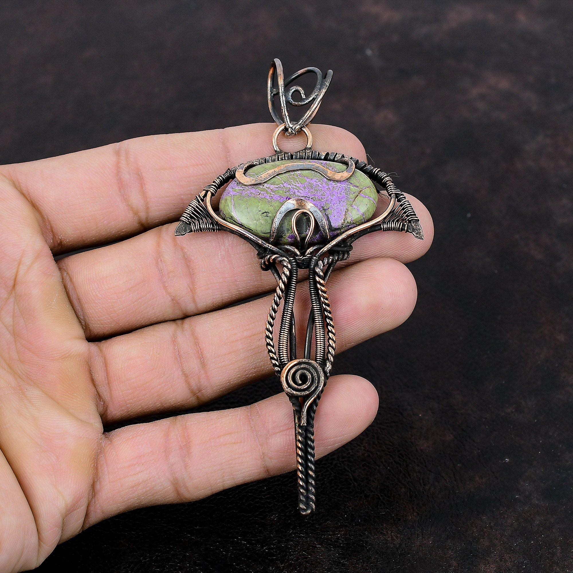 Purpurite Pendant Copper Wire Wrapped Pendant Real Gemstone Pendant Wire Wrap Jewelry Handmade Pendant Copper Jewelry Special Occasion Gift