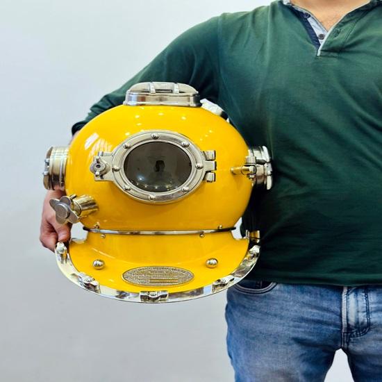 45.72 Cm Yellow Scuba Diving Helmet Mark V Scuba Diving Helmet Maritime Ship's Decorative Helmet Best Gift