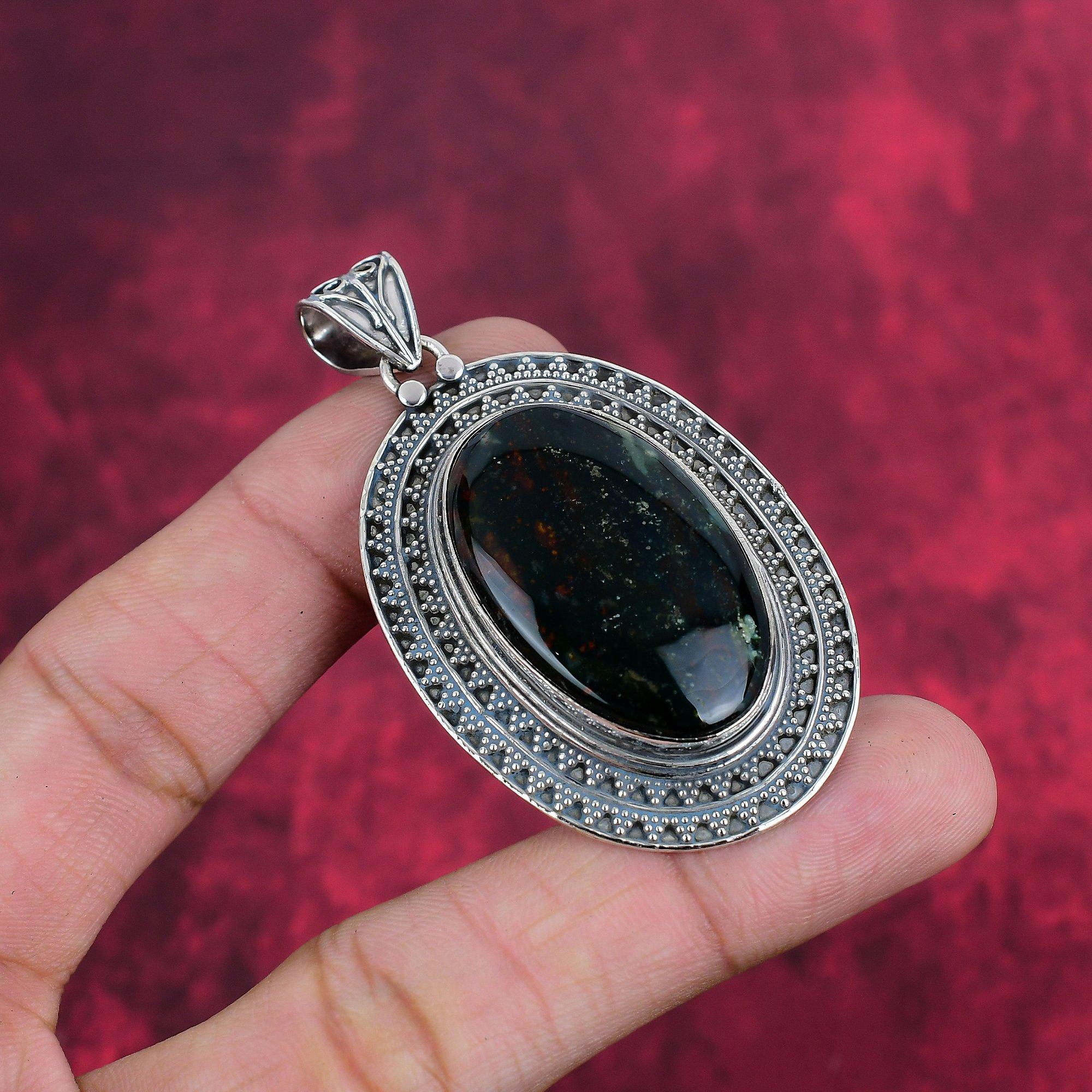 Ювелирные изделия из стерлингового серебра 925 пробы с кровавым камнем, ювелирные изделия ручной работы, красивые подвески с драгоценными камнями, для свадебного подарка