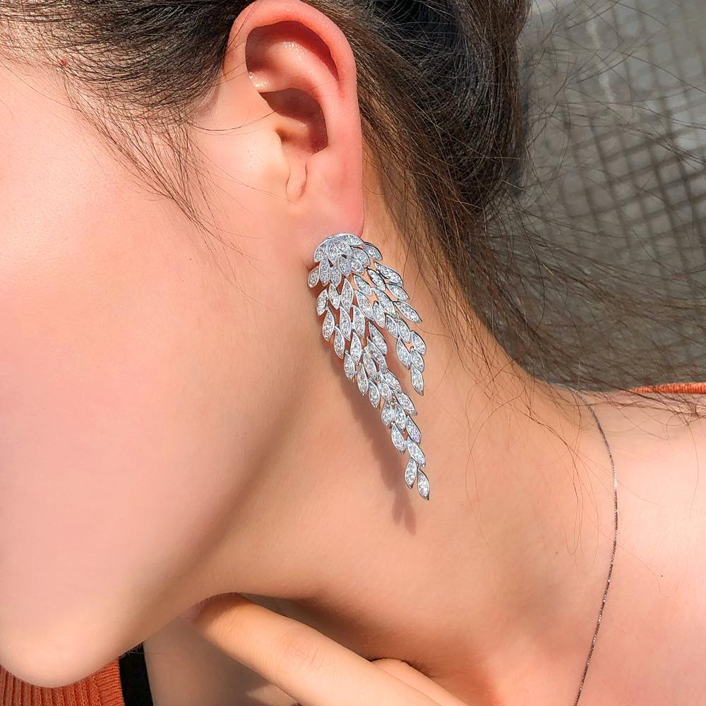 Свадебные украшения CMM, длинные висячие серьги в форме блестящего кубического циркония для невесты