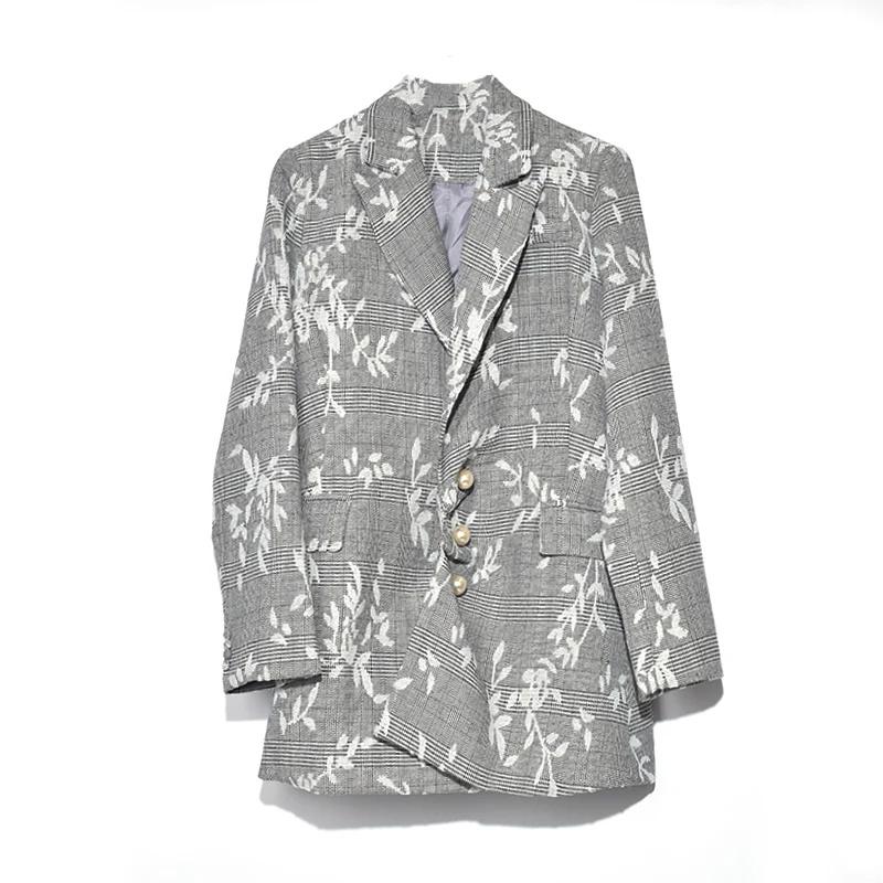 Xitao Блейзеры на пуговицах с листьями, женские элегантные карманные пиджаки с длинными рукавами LYH2650