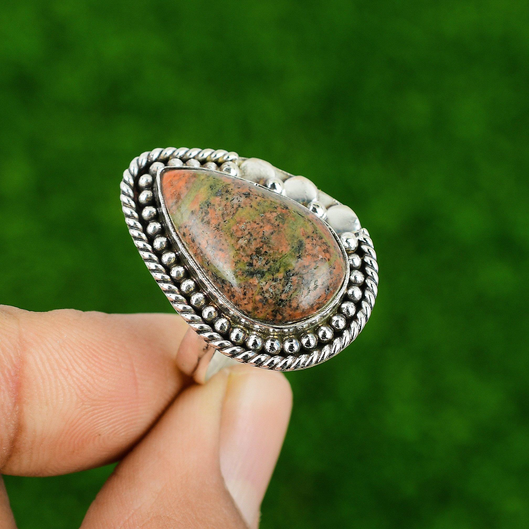 Grass Garnet Stone 925 Sterling Silver Engagement Solitaire Bezel Ring Jewelry