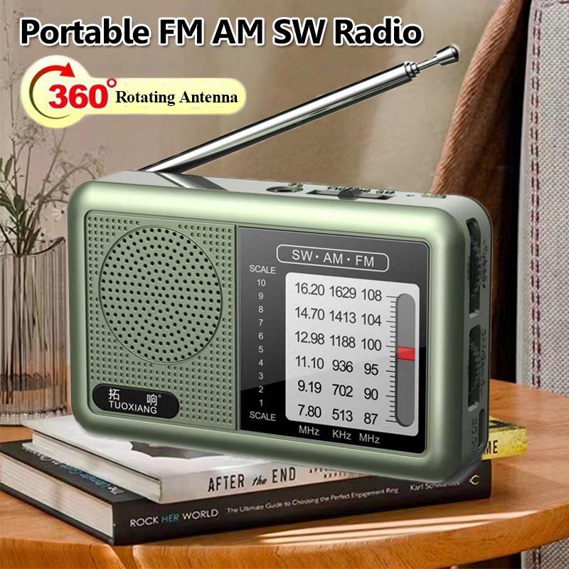 Mini Portable FM AM SW Radio High Sensitivity DSP Chip Radios Receiver Built-in Loud Volume Speaker Support 3.5mm Headphones