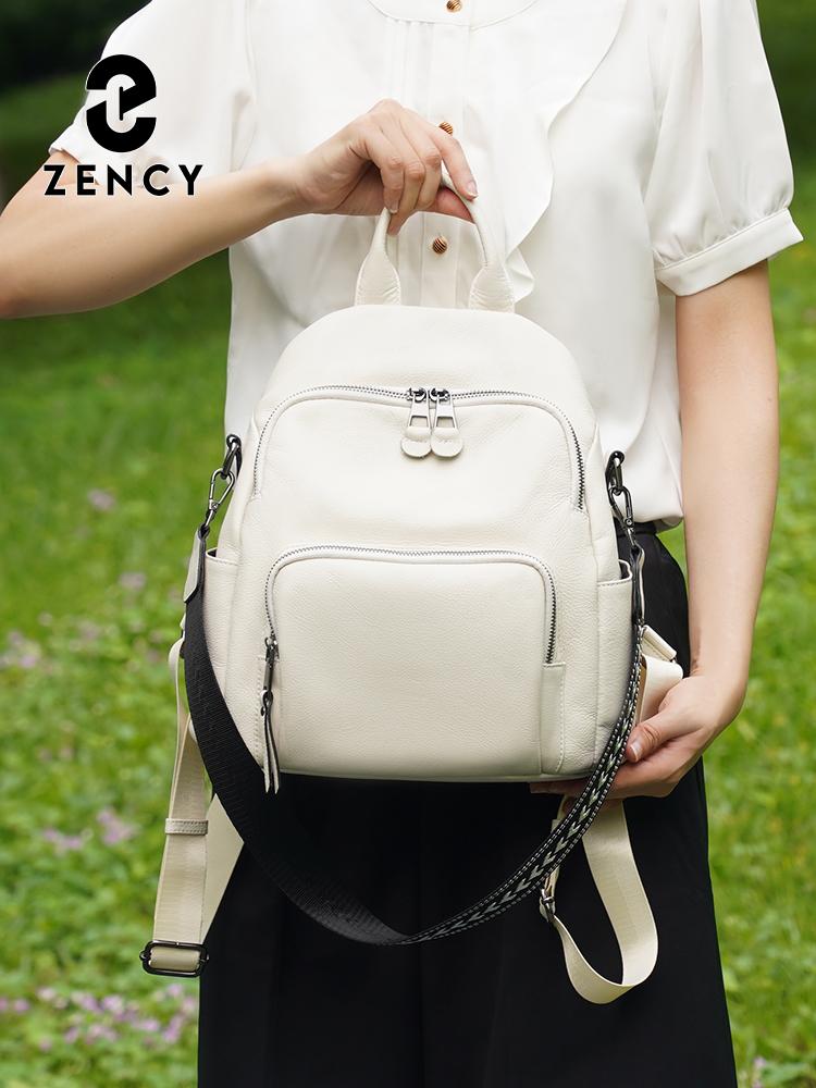 Zency 100% Натуральная Кожа Маленький Рюкзак Для Женщин Большой Вместимости Дорожный Рюкзак