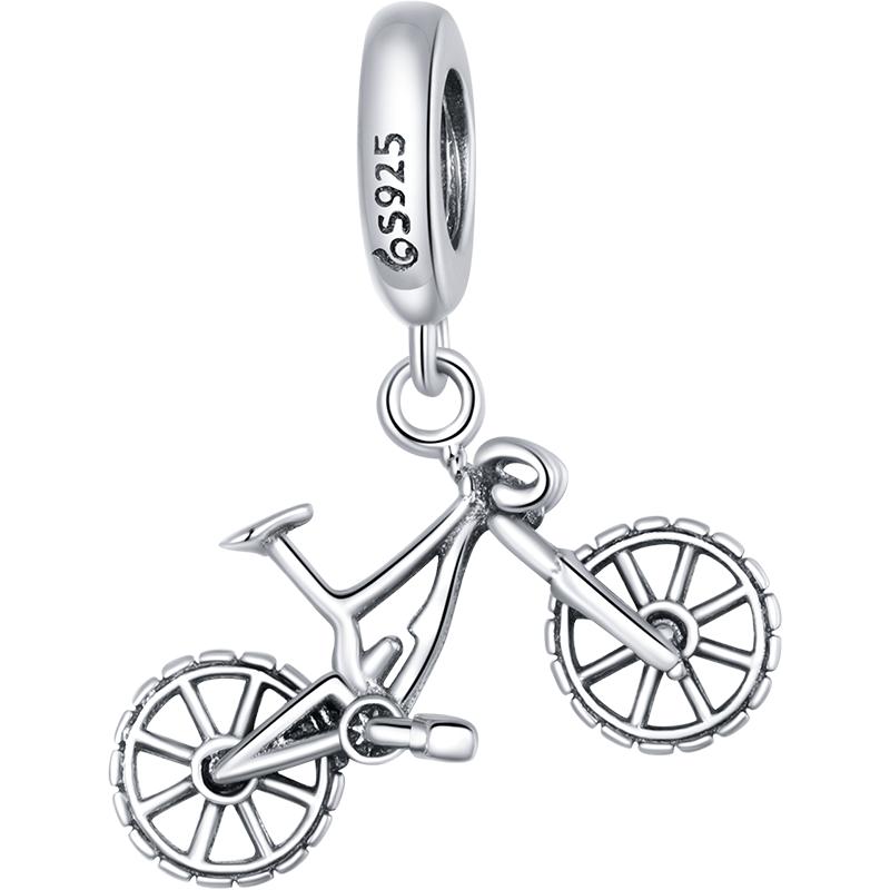 BAMOER 925 Sterling Silver Cool Mountain Bike Charm Pendant Fit Original Bracelet & Bangle DIY Jewelry