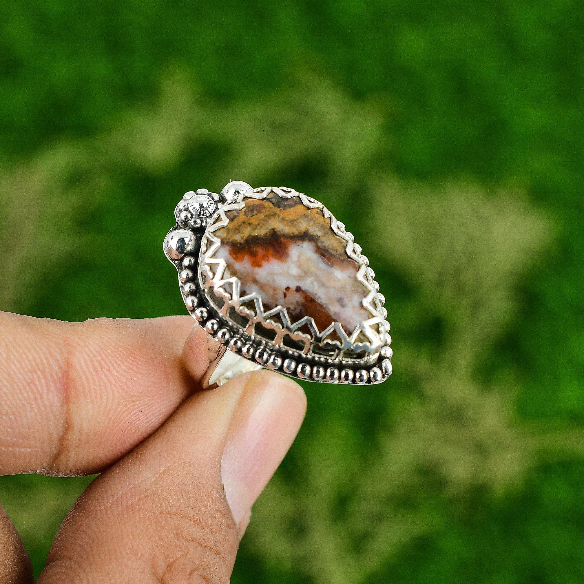 Pear Mookaite Gemstone 925 Silver Bezel Art Deco Solitaire Promise Wife New Ring