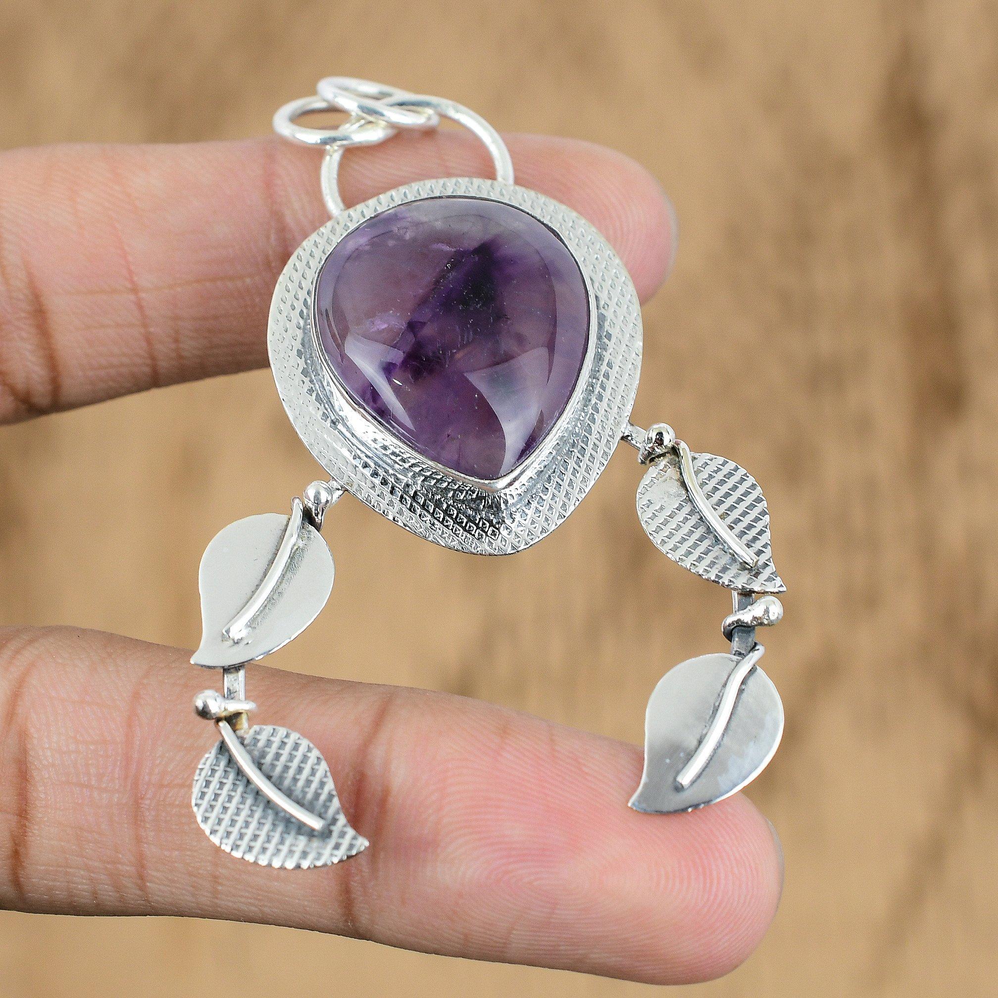 Star Amethyst Stone 925 Sterling Silver Art Deco February Birth Pendant Jewelry