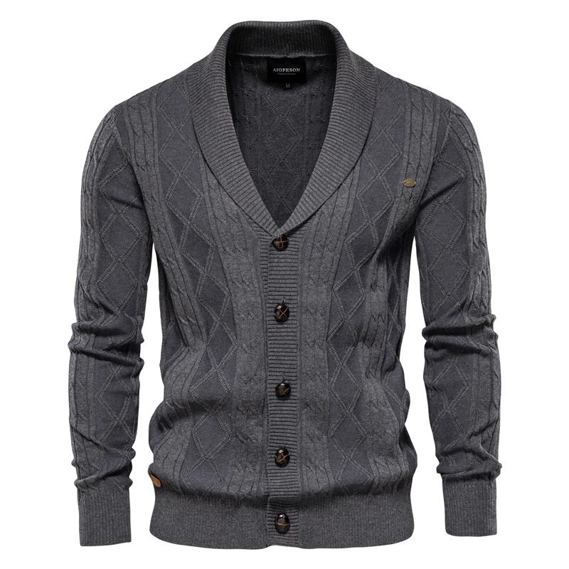 AIOPESON Cotton Cardigan Men Casual Single Breasted Solid Color Business Mens Cardigans New Winter Fashion Sweater Men