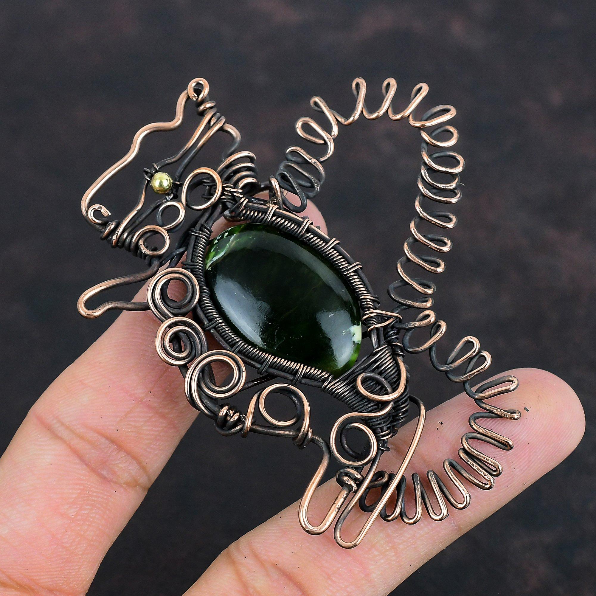 Подвеска из австралийского хромированного халцедона, обернутая медной проволокой, подвеска в виде кролика из драгоценных камней, замечательная медная бижутерия, подвеска ручной работы для подарков
