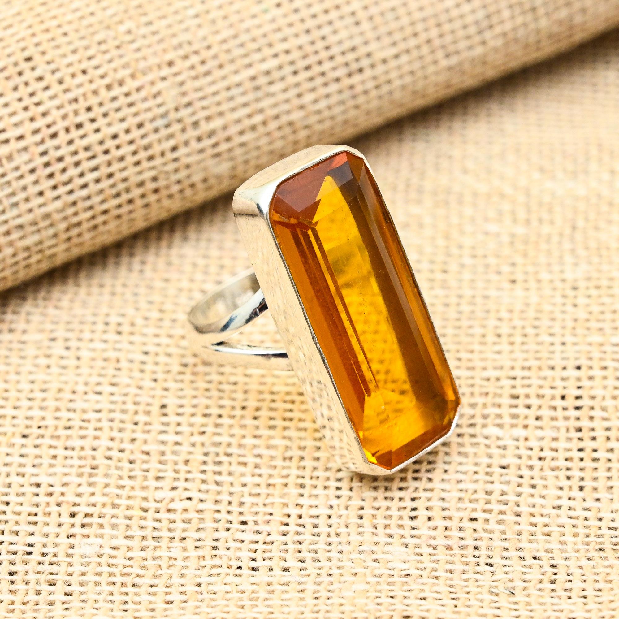 Ювелирные изделия из стерлингового серебра 925 пробы с медовым топазом ручной работы, красивое кольцо для женщин