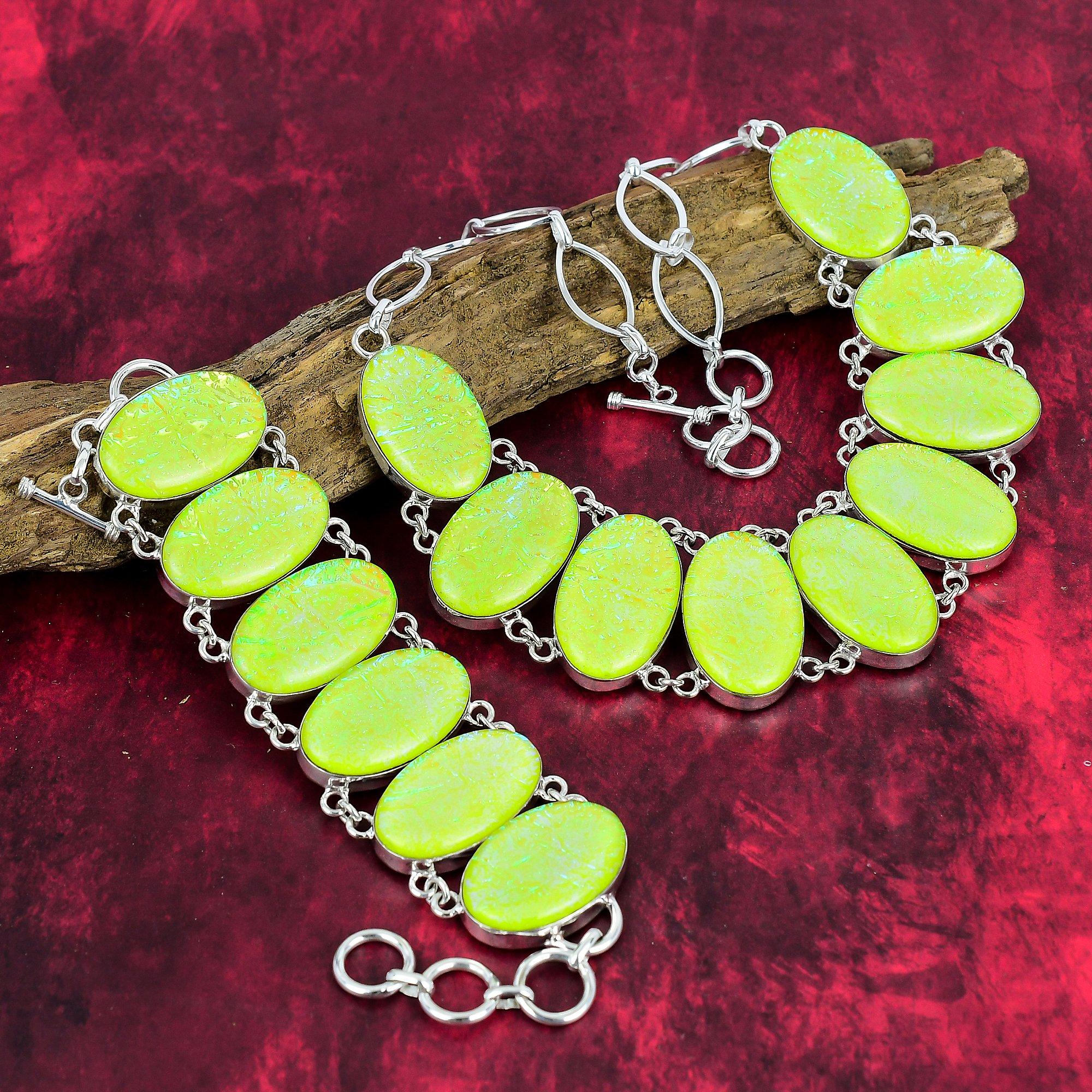 Желтый австралийский тройной опал, браслет и ожерелье, комплект ювелирных изделий, комплект ювелирных изделий, потрясающие украшения из драгоценных камней, украшения ручной работы для свадебного подарка