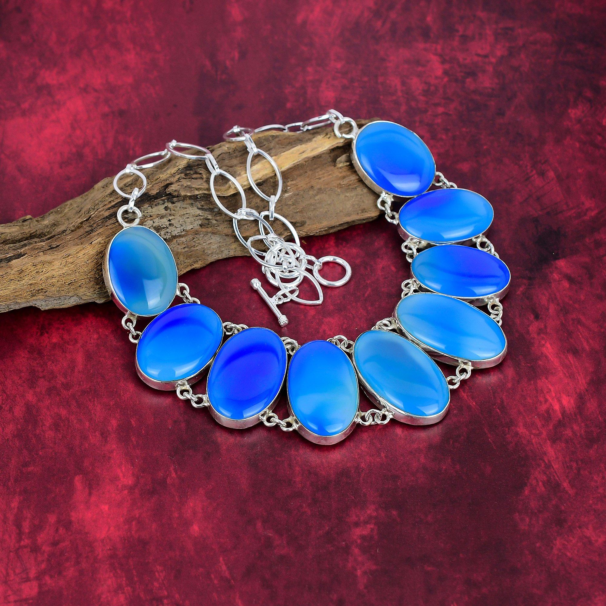 Ожерелье из синего кошачьего глаза, ожерелье из цельного серебра 925 пробы, ювелирные изделия, ожерелье ручной работы с регулируемой цепочкой