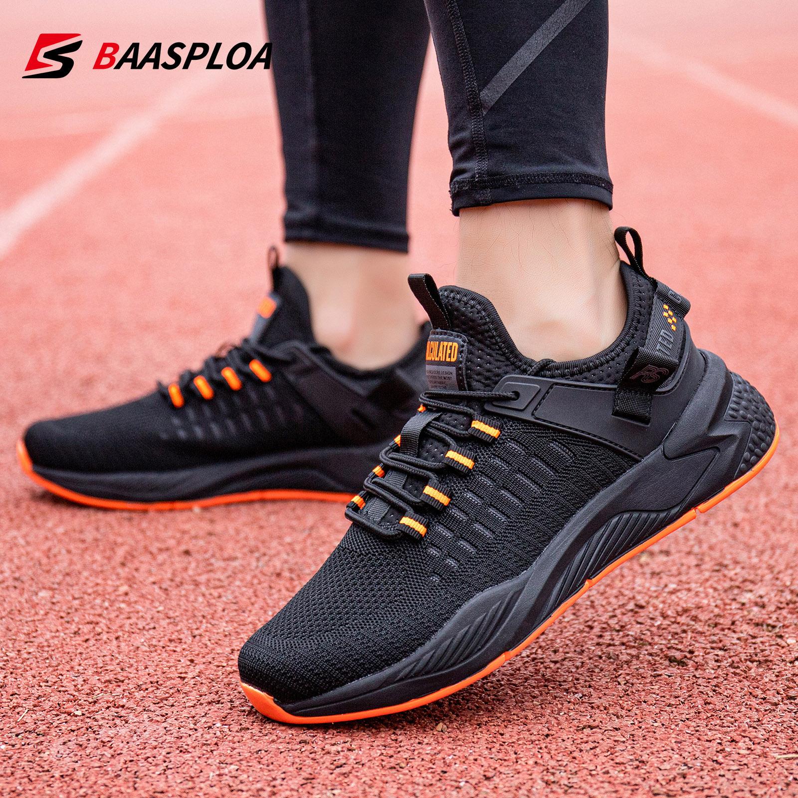 BAASPLOA Men's Running Shoes Casual Lace-Up Men's Outdoor Sports Breathable Lightweight Men's Running Shoes