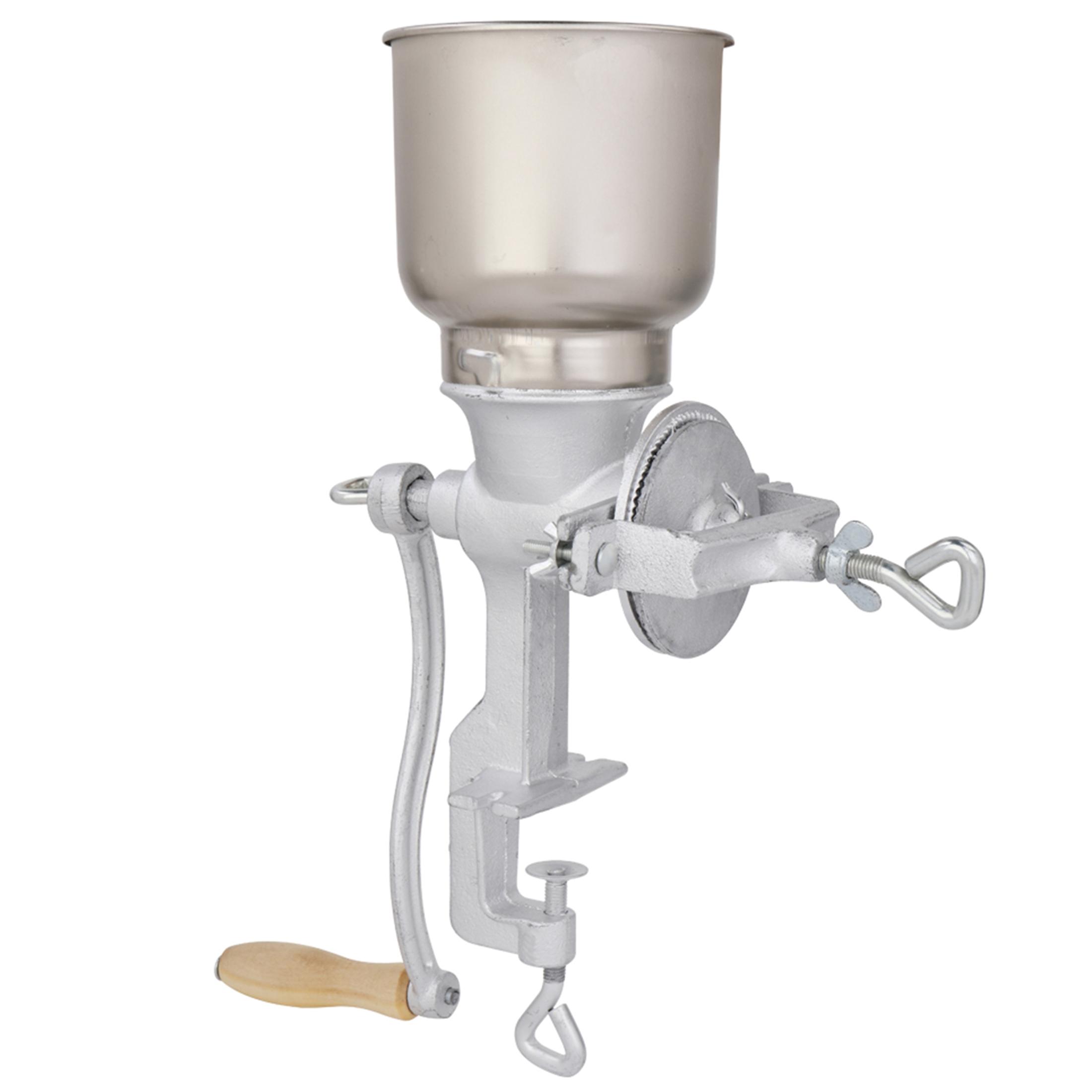 Corn Grinder, Hand Cranking Grain Grinder, Manual Grain Mill with 500ML High Hopper for Grinding Corn, Nut, Spice, Wheat, Coffee, Grinder Tool Silver