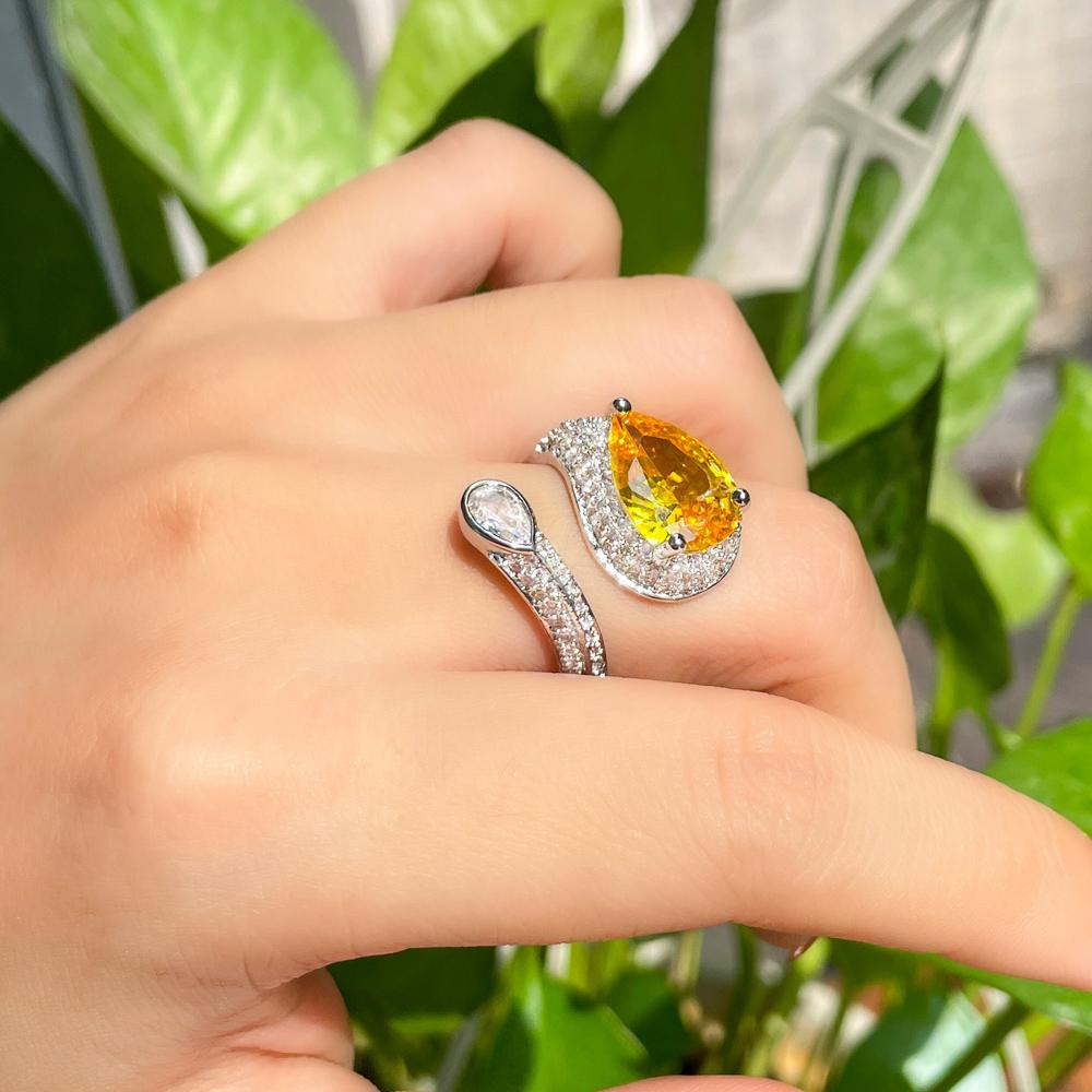 Ювелирные изделия CMM в европейском стиле, желтое большое геометрическое кольцо с цирконом для женщин