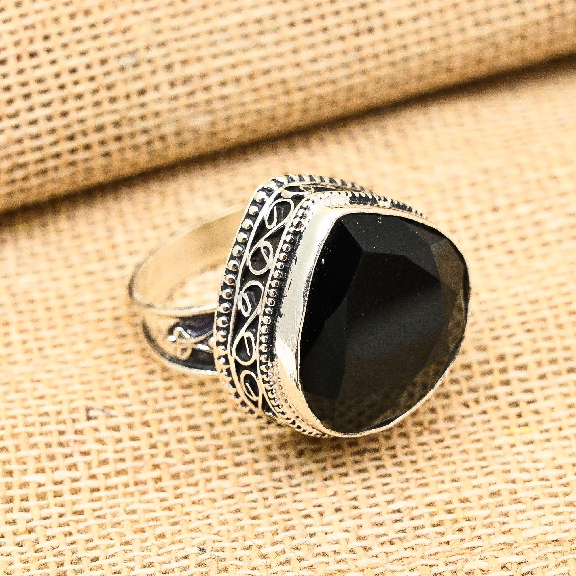 Lavish Black Spinel Gemstone Handmade 925 Sterling Silver Ring Jewelry For Wedding Gift