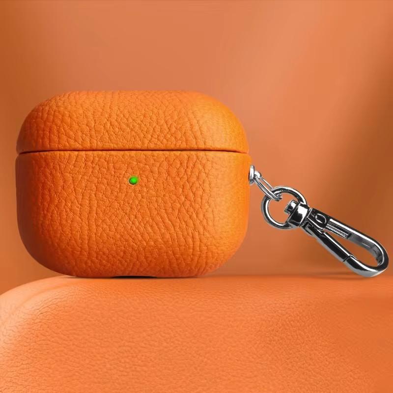 Натуральная Кожа Для Чехла AirPods Pro 3 AirPods Pro 2 Airpods 4 Airpods 1/2 3 Обложка Узор Личи Коровья Кожа С Пряжкой