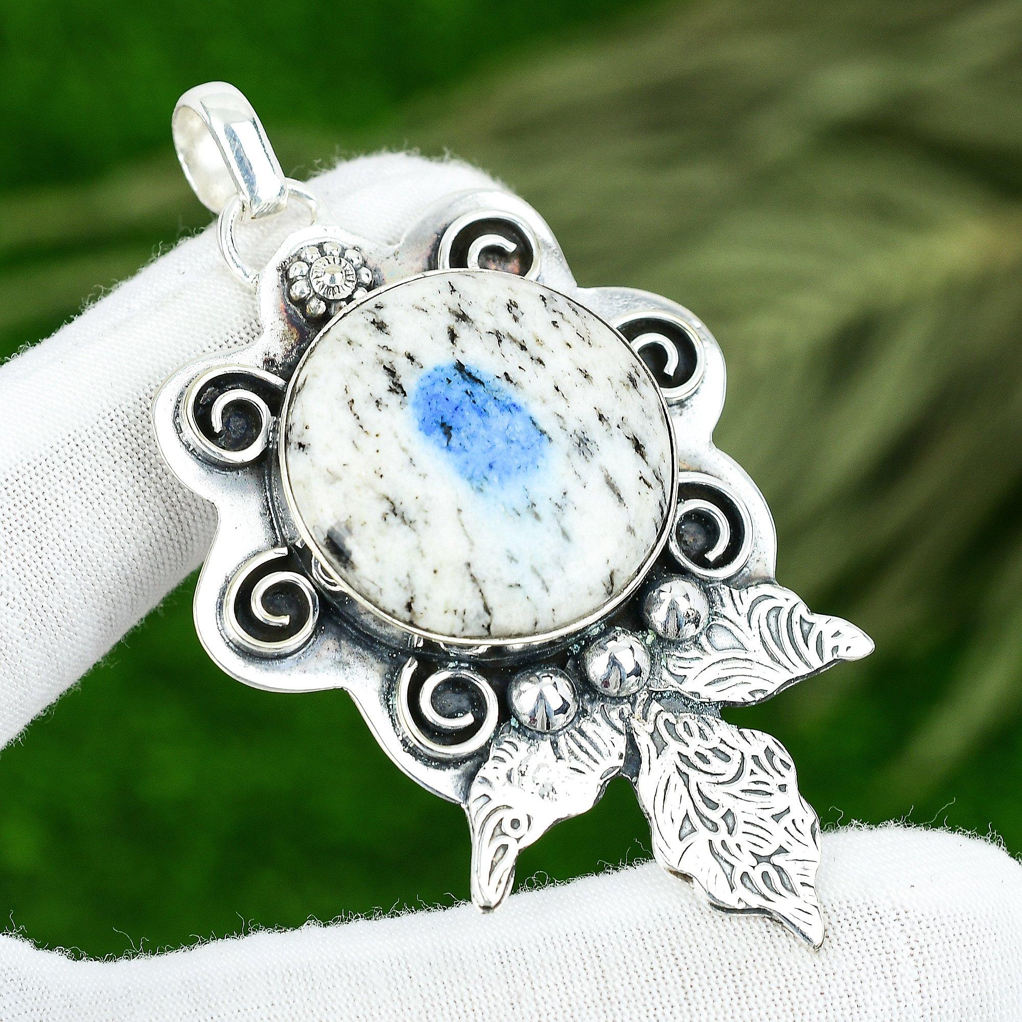 Friendship Day Sale Round K2 Jasper Gemstone New Pendant Jewelry Sterling Silver