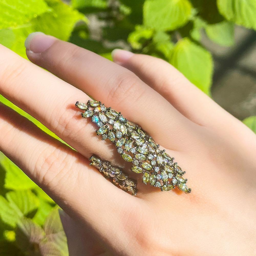 Ювелирные изделия CMM, уникальный дизайн, блестящие оливково-зеленые кольца с кубическим цирконием, роскошные большие регулируемые кольца для женщин