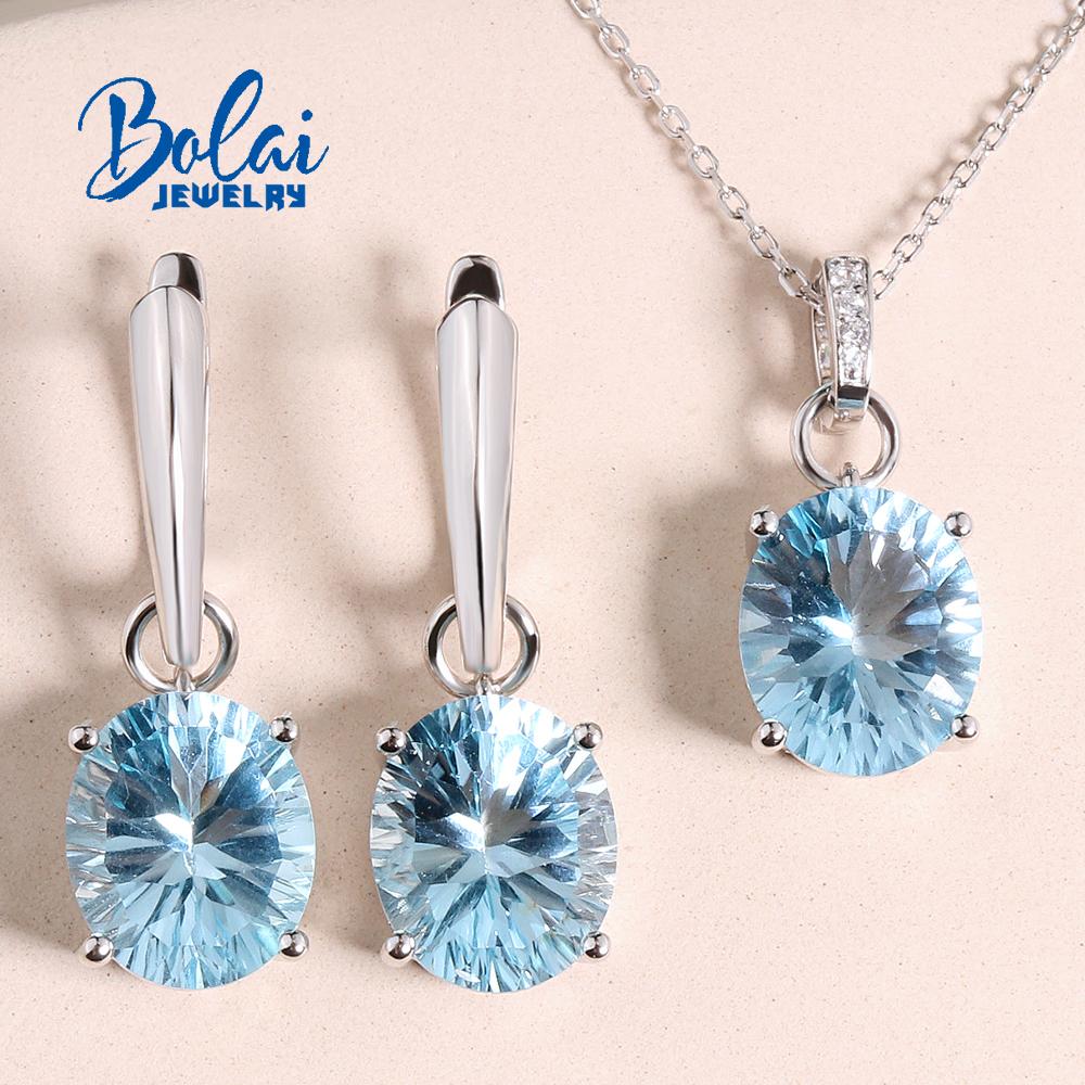 Элегантные серьги-капли с натуральным небесно-голубым топазом, ожерелье из стерлингового серебра 925 пробы, ювелирный бутик, подарок на юбилей, банкет