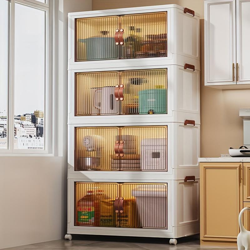 (49CM (19.3in)) 4pack White Oversized Foldable Storage Cabinet With Lid And Wheels 