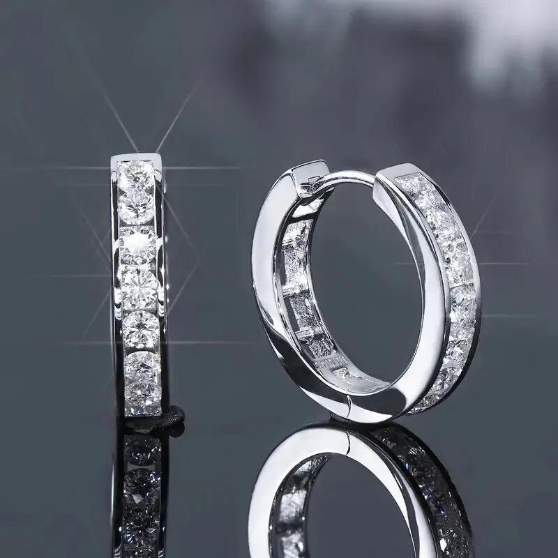 Серьги-кольца из стерлингового серебра 925 пробы с круглыми цирконами для женщин, простые геометрические круглые серьги, ювелирные изделия для вечеринок, свадебные подарки