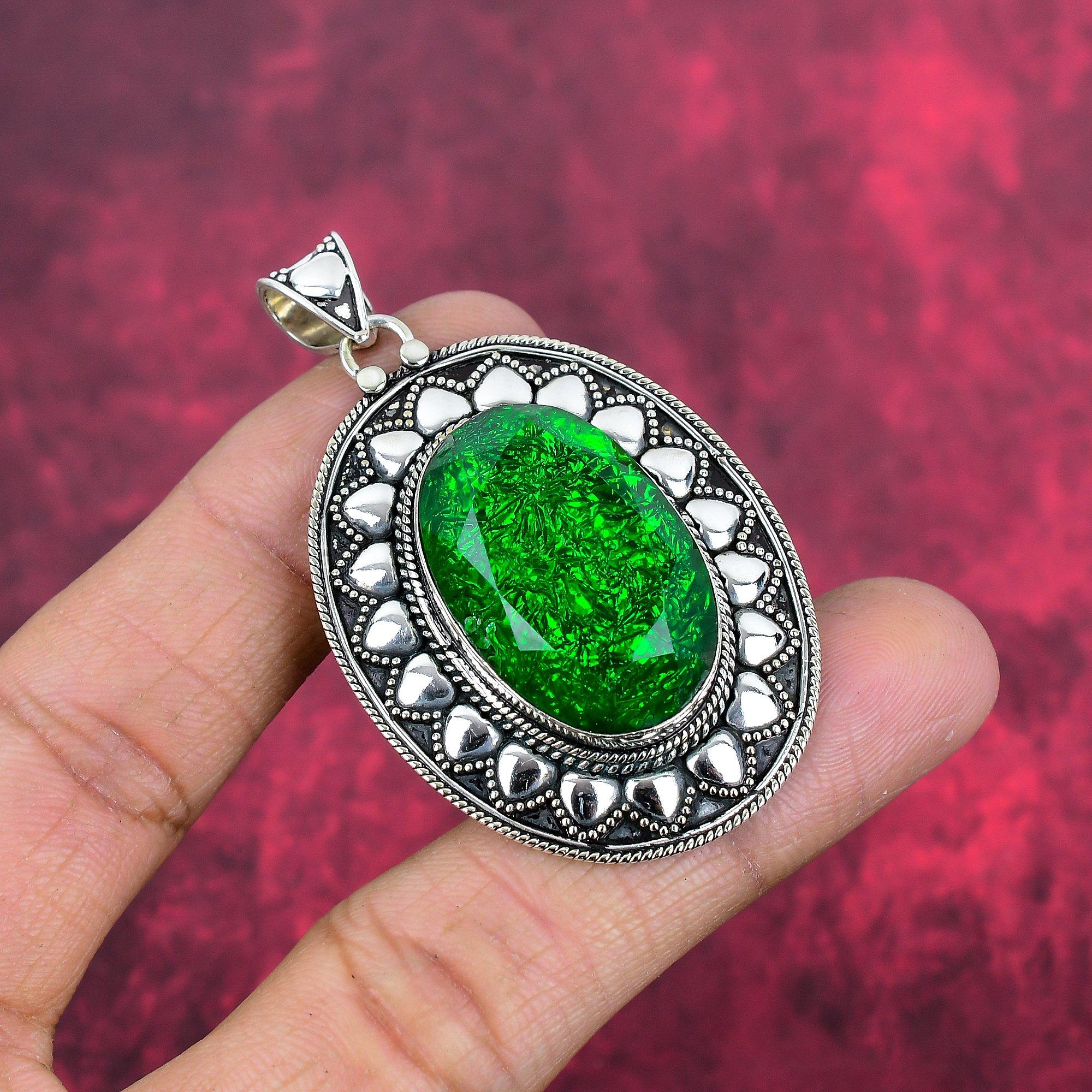 Зеленый австралийский двойной опал 925 цельный серебряный кулон, ювелирные изделия с подвеской из драгоценного камня ручной работы, подарки для жены, абсолютно новый кулон