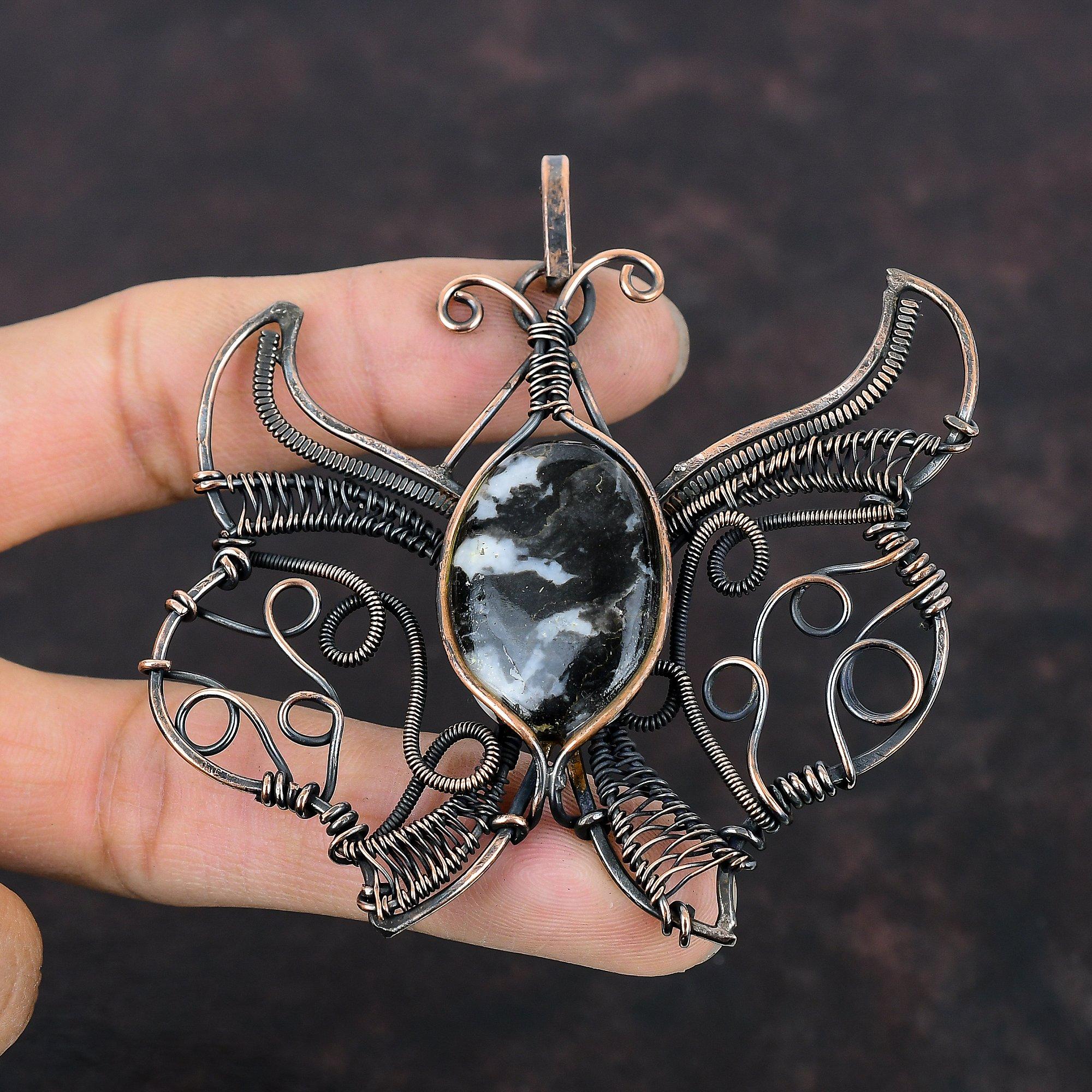 Белый Буйвол Бирюзовый Кулон Медная Проволока Обернутый Кулон Ювелирные Изделия Ручной Работы Подвеска Из Драгоценного Камня Медная Проволока Ювелирные Изделия Кулон Бабочка Для Подарка