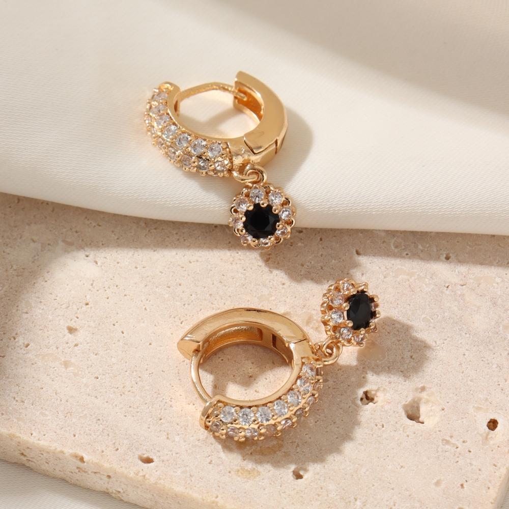 Роскошные цветочные серьги-подвески для женщин с кубическим цирконием, повседневные украшения, аксессуары для вечеринок