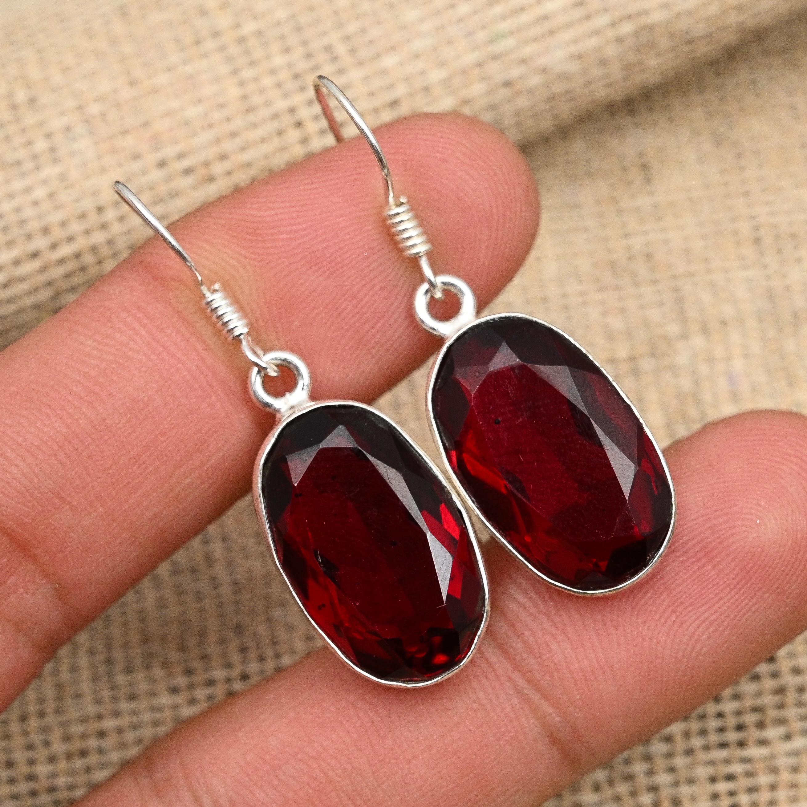 Ювелирные изделия из сережек из стерлингового серебра 925 пробы с красным гранатом ручной работы на День Благодарения