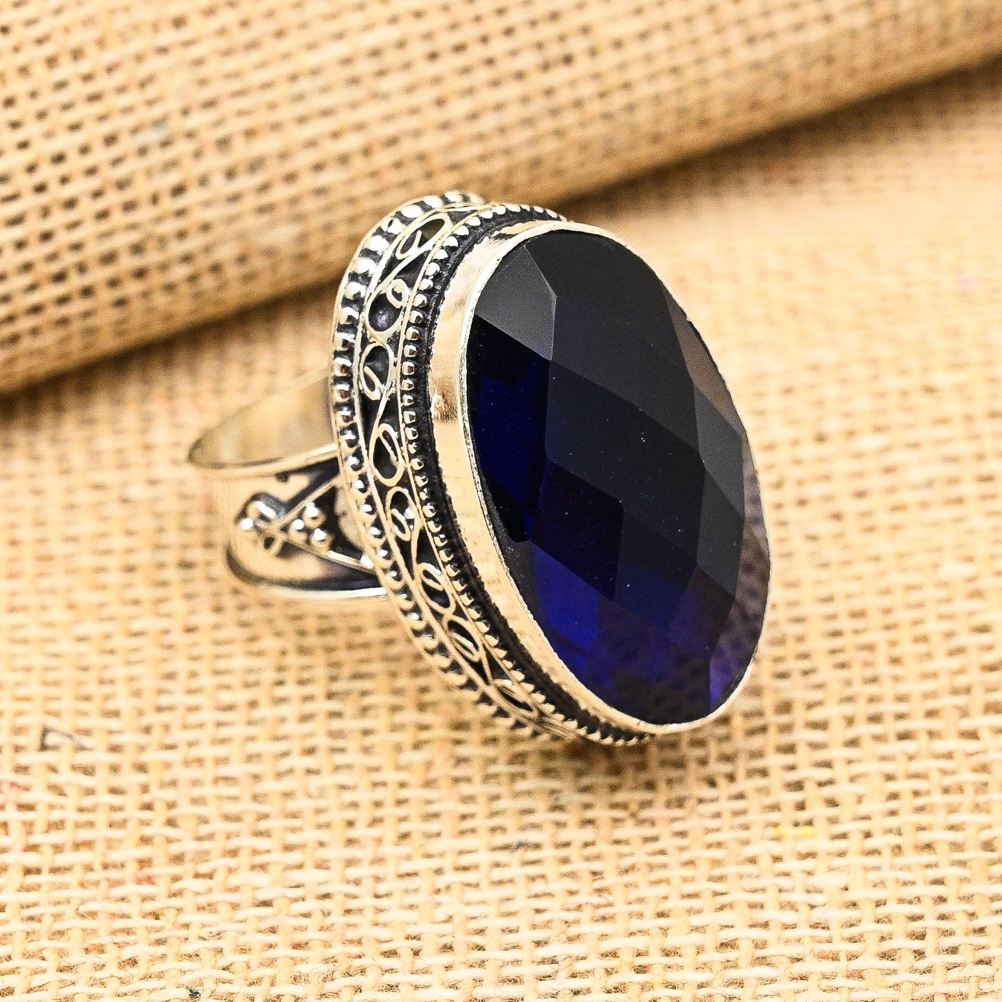 Ювелирные изделия из стерлингового серебра 925 пробы с синим сапфиром ручной работы ко Дню памяти