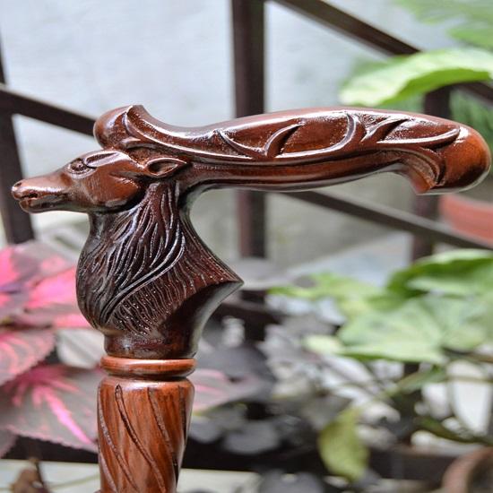 Reindeer Wooden Hand Carved Cane Artistic Hand Carved Walking Stick for Style and Support