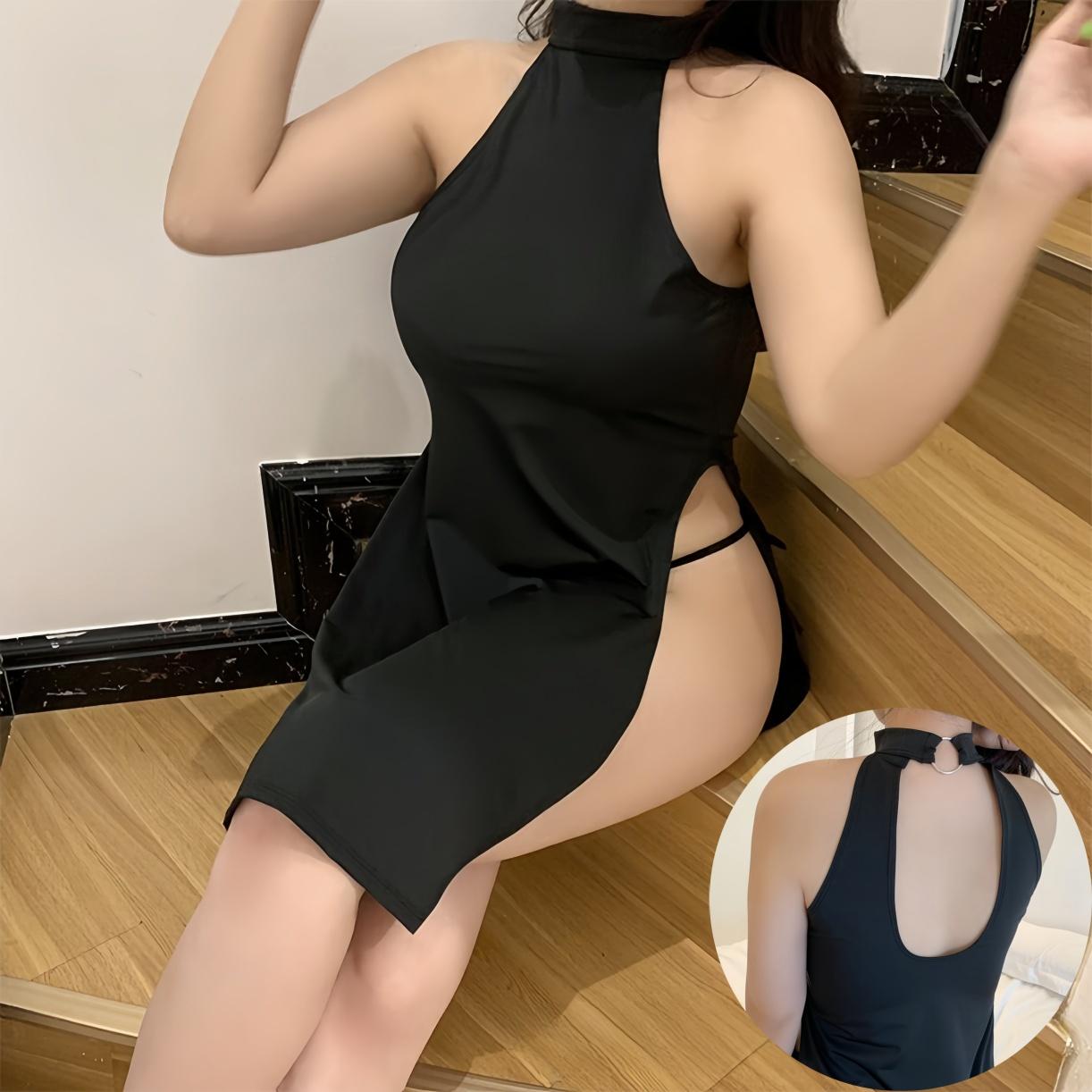 Sexy Cheongsam Babydoll Dress See Trough Chemises Lingerie Hot Sexy Dress Cosplay Game Costume for Women