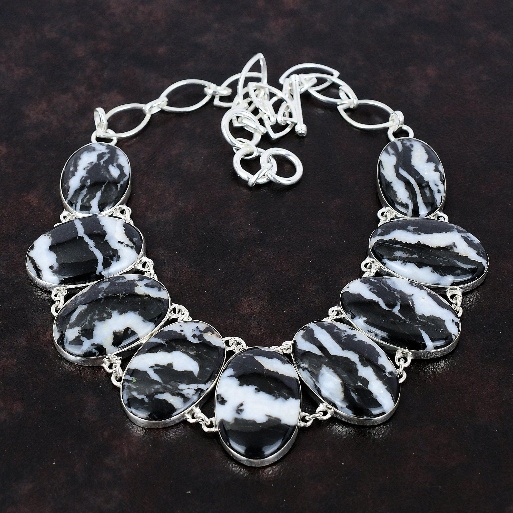 Ожерелье из белого бирюзового драгоценного камня белого буйвола Элегантное ожерелье Ожерелье из стерлингового серебра 925 пробы Регулируемое ожерелье-цепочка Ювелирные изделия ручной работы для подарка