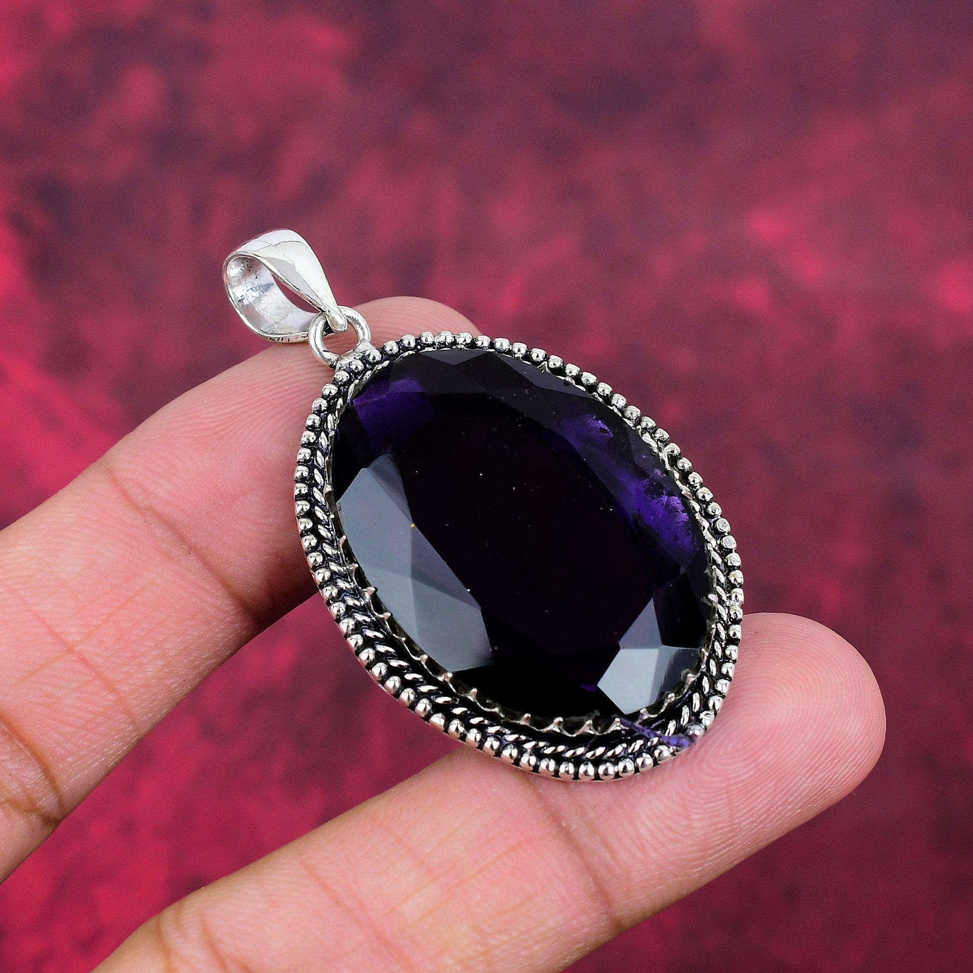 Подвеска с аметистом, ювелирные изделия из драгоценных камней, подвеска из цельного серебра 925 пробы, подарок для женщин, подвеска ручной работы