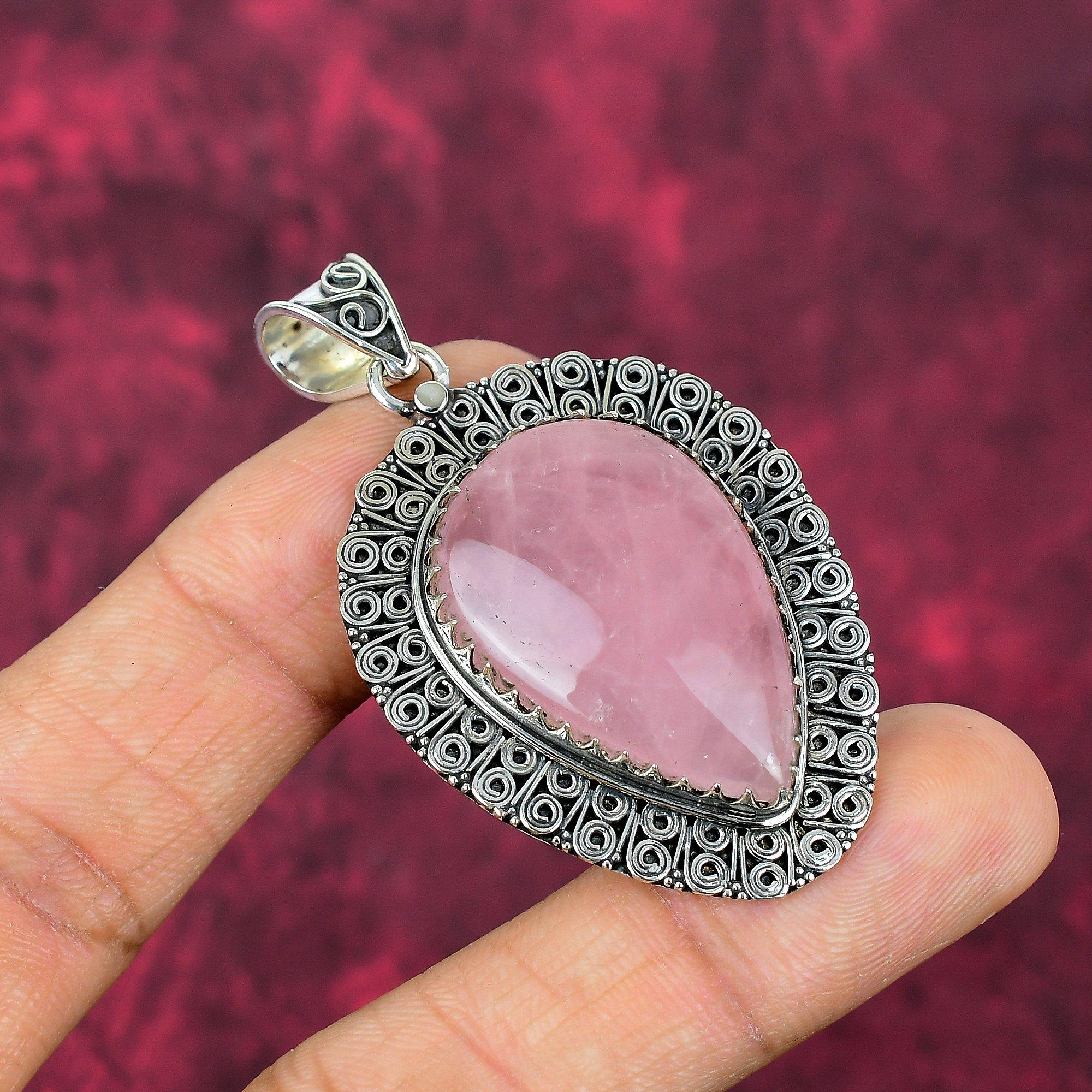 Ювелирные изделия из розового кварца, кулон из стерлингового серебра 925 пробы, ювелирные изделия ручной работы с драгоценными камнями, подарки для жены, абсолютно новый кулон