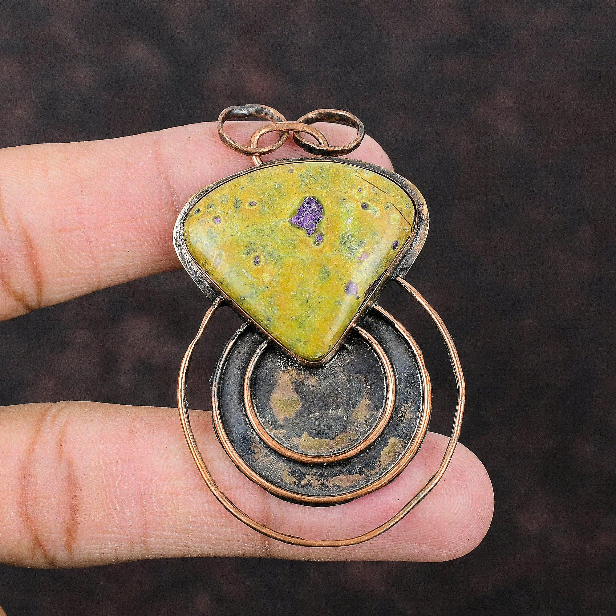 Подвеска из стихтита, медная подвеска, подвеска ручной работы, свадебное украшение, кулон из натурального драгоценного камня, изумительное медное украшение, подвеска в этническом стиле