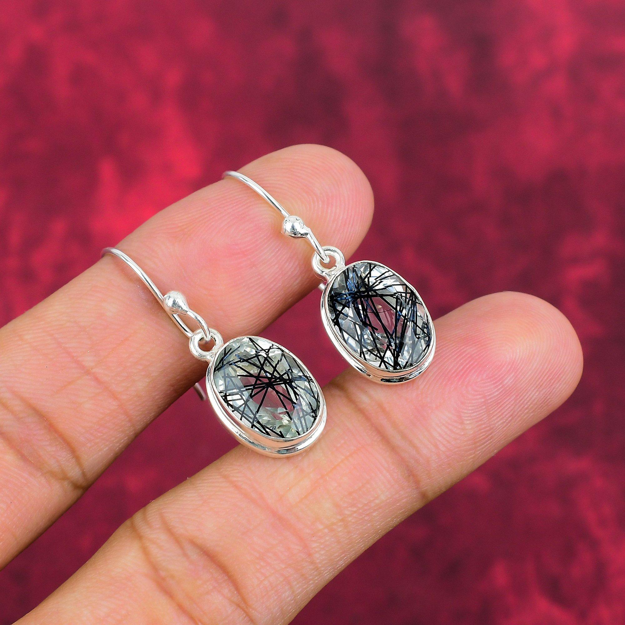 Ювелирные изделия из черного рутила, серьги из цельного серебра 925 пробы с драгоценными камнями, серьги ручной работы, на День памяти