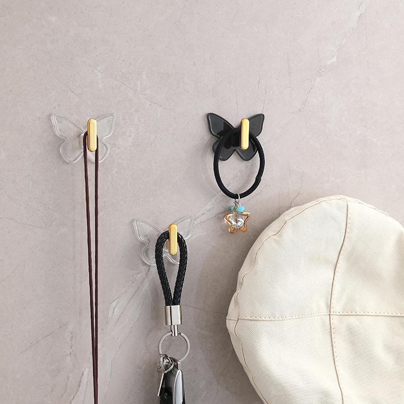 1PCS New Butterfly Hook Light Luxury Bathroom Punch-free Adhesive Hook Strong Load-bearing Kitchen Door Key Bag Hook
