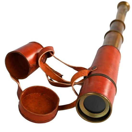 45,72 см Ручной латунный подзорный телескоп с кожаным чехлом Морской декор, пиратский стиль